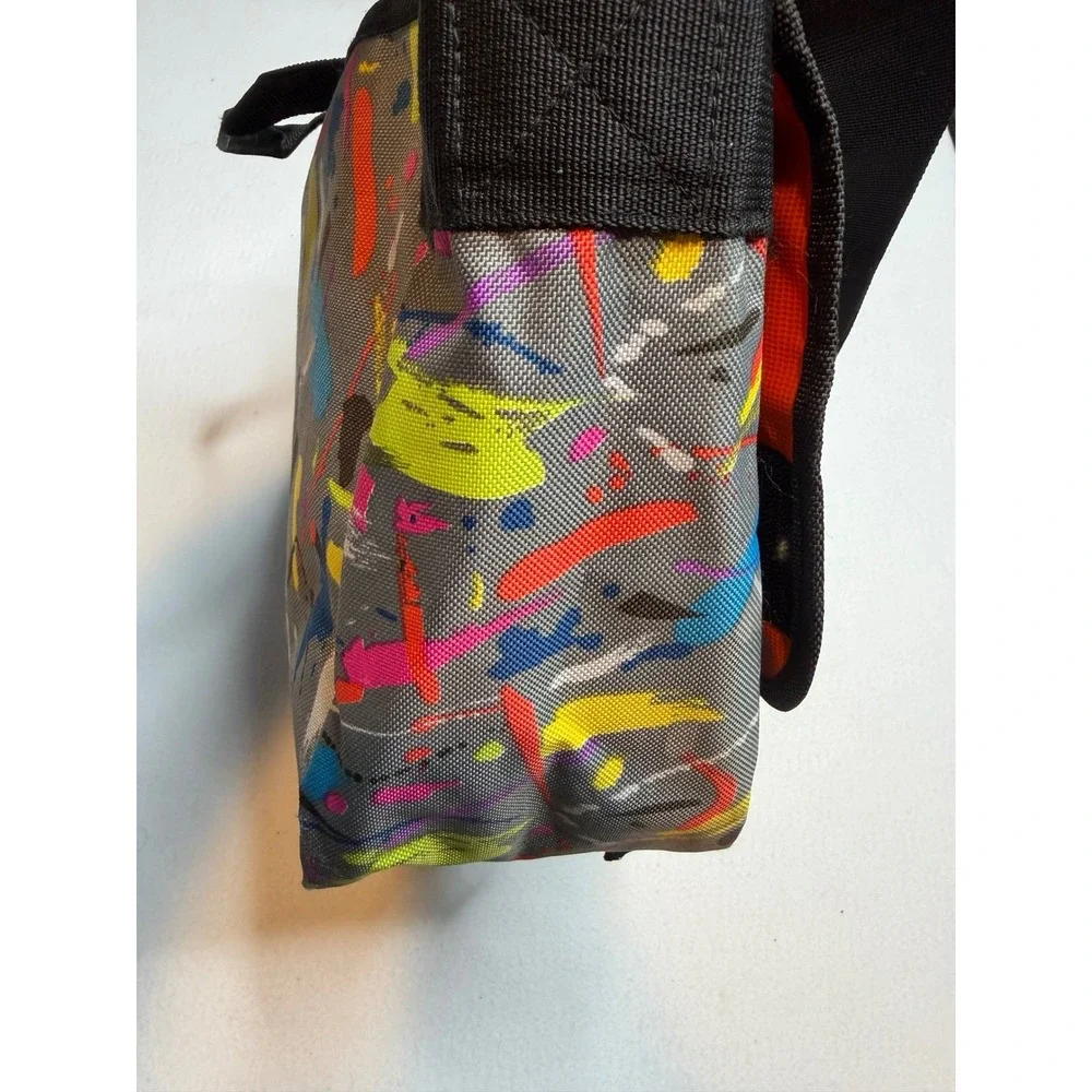 Y2K Paint Splatter Messenger Bag Grey Neon‎ Multi Color Crossbody Satchel Strap
